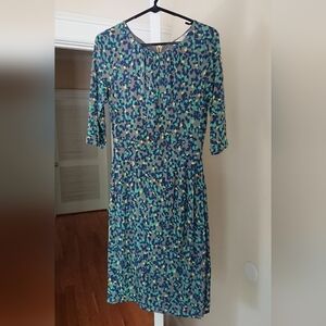 Boden Sophia Yellow Blue Floral Pop Petals Print Zip Back size 6R